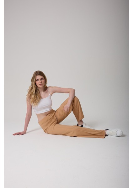 Kadın Yüksek Bel Toparlayıcı Ispanyol Paça Palazzo Pantolon