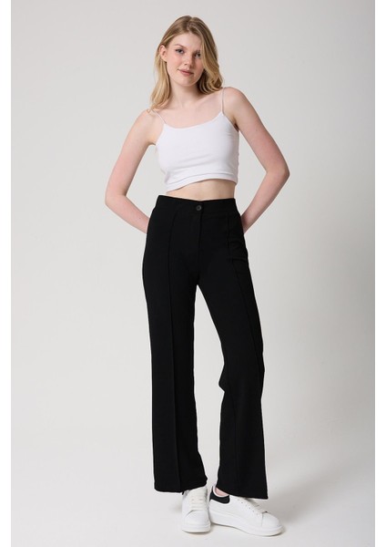 Kadın Yüksek Bel Toparlayıcı Ispanyol Paça Palazzo Pantolon