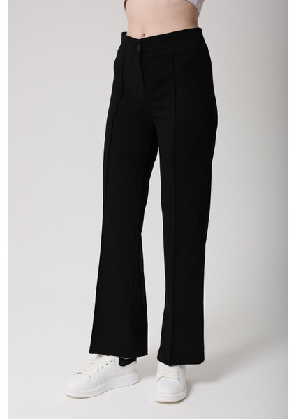 Kadın Yüksek Bel Toparlayıcı Ispanyol Paça Palazzo Pantolon