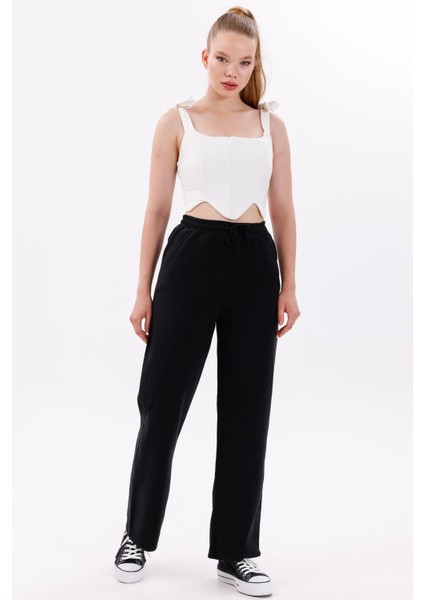 Kadın Yüksek Bel Gabardin-Keten Dokulu Pantolon – Nefes Alabilir Kumaş, 4 Mevsim