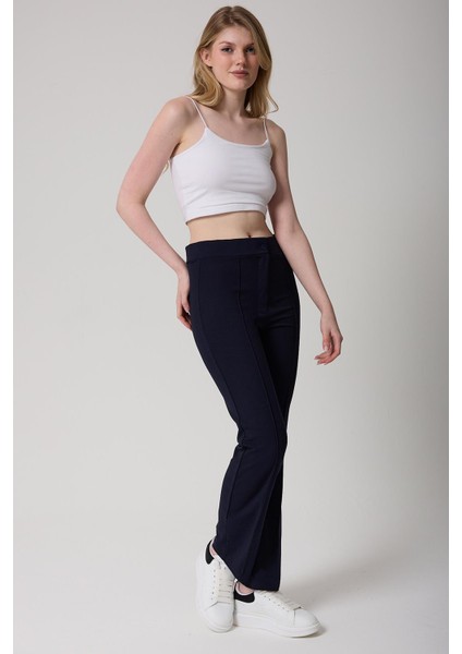 Kadın Yüksek Bel Toparlayıcı Ispanyol Paça Palazzo Pantolon