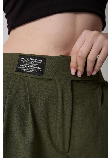 Kadın Yüksek Bel Cırtlı Palazzo Pantolon