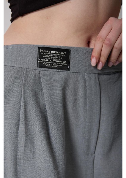 Kadın Yüksek Bel Cırtlı Palazzo Pantolon