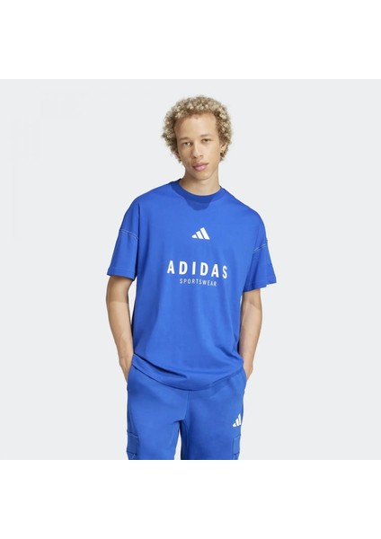 Adidas All Szn Graphic Erkek Mavi Tişört - JJ3661