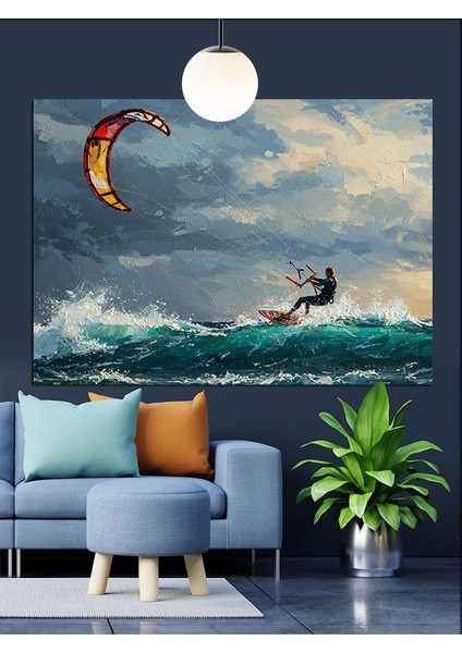 Denizde Kite Sörf Dekoratif Kanvas - Mdf Ahşap Tablo fiyatları