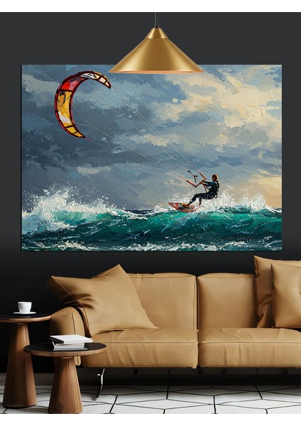 Denizde Kite Sörf Dekoratif Kanvas - Mdf Ahşap Tablo modelleri
