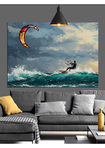 Denizde Kite Sörf Dekoratif Kanvas - Mdf Ahşap Tablo fırsatları