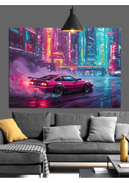 Neon Sokak Arabası Dekoratif Kanvas - Mdf Ahşap Tablo modelleri