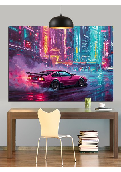 Neon Sokak Arabası Dekoratif Kanvas - Mdf Ahşap Tablo indirimleri