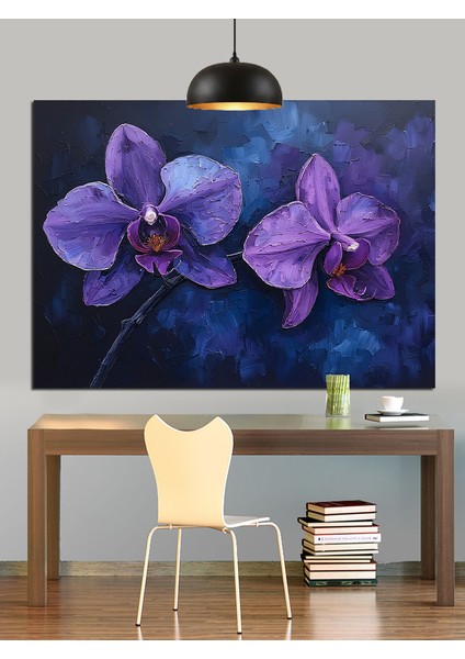 Mor Orkide Tablo Dekoratif Kanvas - Mdf Ahşap Tablo