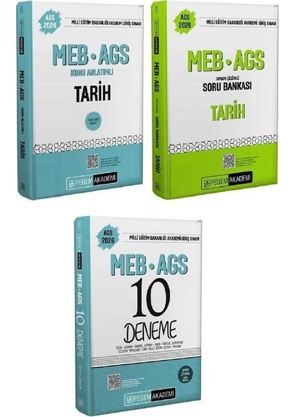 Pegem 2026 Meb-Ags Tarih Konu Anlatımlı + Soru Bankası + 10 Deneme 3 Lü Set