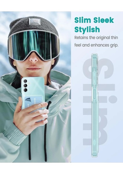 Samsung Galaxy A17 Kılıf Arkası Şeffaf Kartlık Bölmeli Cüzdanlı Kartvizitli Yumuşak Silikon Kapak modelleri