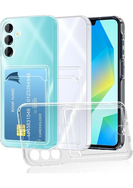 Samsung Galaxy A17 Kılıf Arkası Şeffaf Kartlık Bölmeli Cüzdanlı Kartvizitli Yumuşak Silikon Kapak fırsatları
