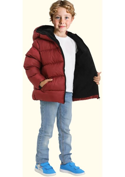 Spor Erkek Çocuk Polarlı Kapüşonlu Su Geçirmez Rüzgara Dayanıklı Cepli Mont