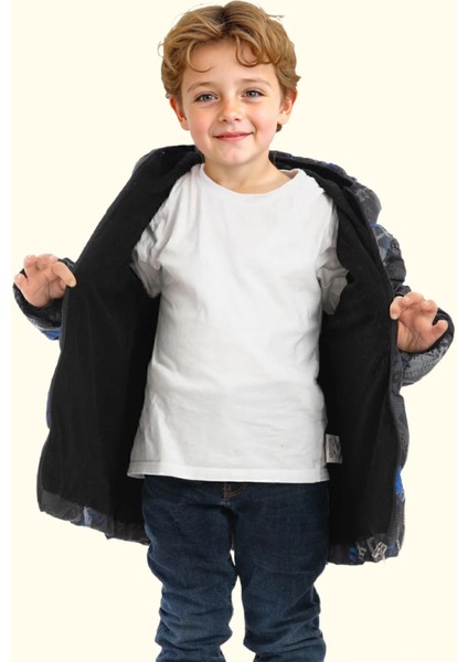 Spor Erkek Dijital Desen Polar Su ve Rüzgar Geçirmez Kapüşonlu Mont