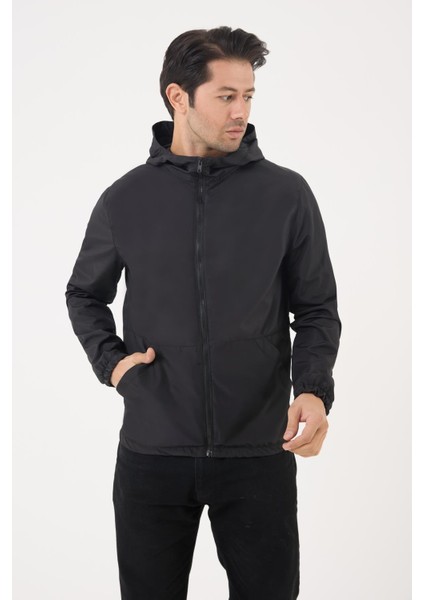Spor erkek kapüşonlu su ve rüzgar geçirmez cepli ıçi astarlı oversize yağmurluk