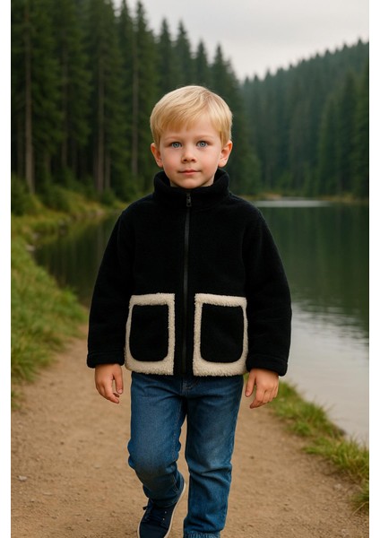 Spor Erkek Çocuk Peluş Cepli Fermuarlı Welsoft Mont