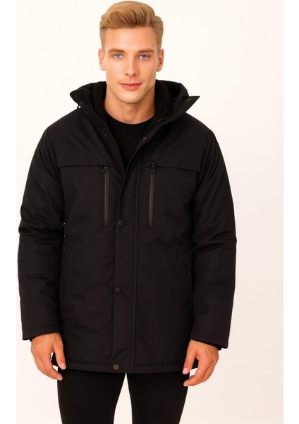 Spor Erkek Polarlı Su ve Rüzgar Geçirmez Kapüşonlu Mont & Kaban & Parka