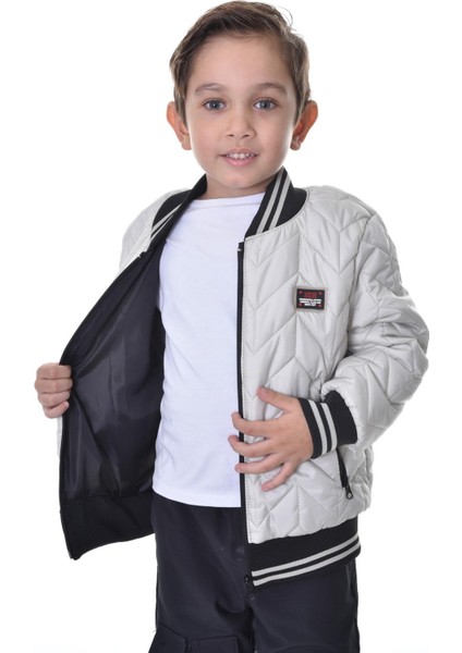 Spor Erkek Spor Çocuk Kolej Yaka Astarlı Su ve Rüzgar Geçirmez Fermuarlı Cep Mont Ceket