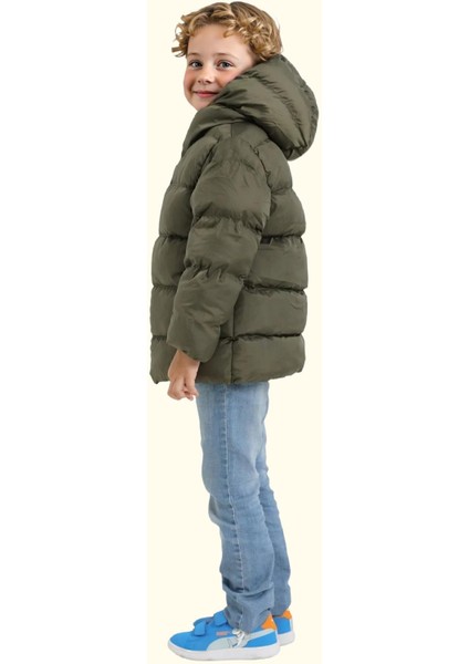 Spor Erkek Çocuk Polarlı Kapüşonlu Su Geçirmez Rüzgara Dayanıklı Cepli Mont