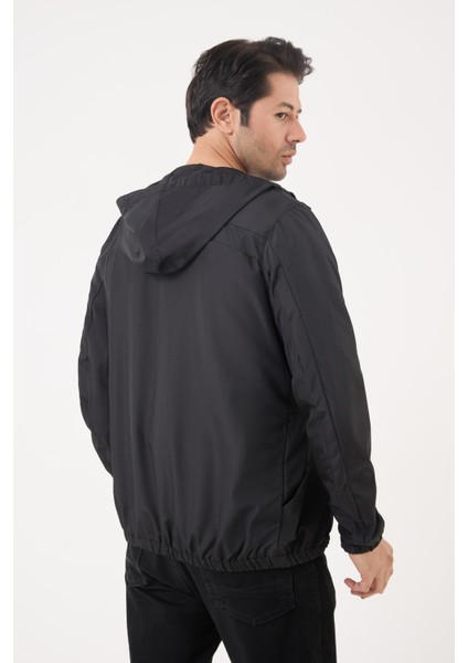Spor erkek kapüşonlu su ve rüzgar geçirmez cepli ıçi astarlı oversize yağmurluk