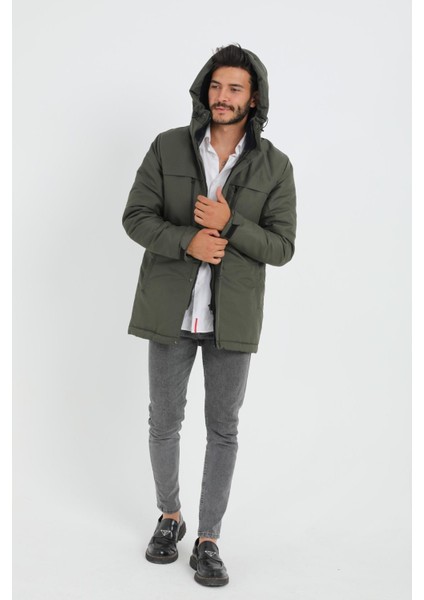 Spor Erkek Polarlı Su ve Rüzgar Geçirmez Kapüşonlu Mont & Kaban & Parka