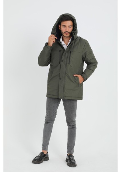 Spor Erkek Polarlı Su ve Rüzgar Geçirmez Kapüşonlu Mont & Kaban & Parka