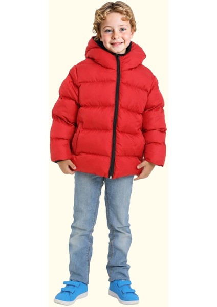 Spor Erkek Çocuk Polarlı Kapüşonlu Su Geçirmez Rüzgara Dayanıklı Cepli Mont