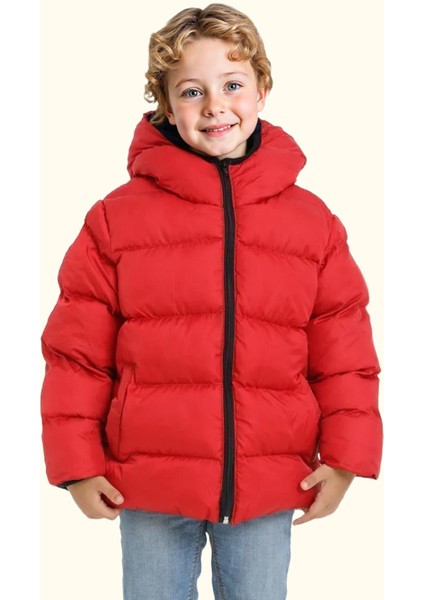 Spor Erkek Çocuk Polarlı Kapüşonlu Su Geçirmez Rüzgara Dayanıklı Cepli Mont