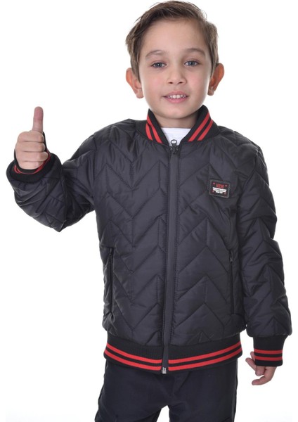 Spor Erkek Çocuk Kolej Yaka Astarlı Su ve Rüzgar Geçirmez Fermuarlı Cep Mont Ceket