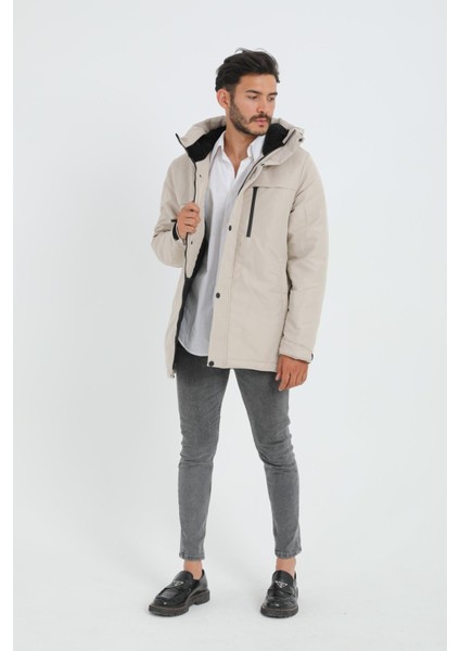 Spor Erkek Polarlı Su ve Rüzgar Geçirmez Kapüşonlu Mont & Kaban & Parka