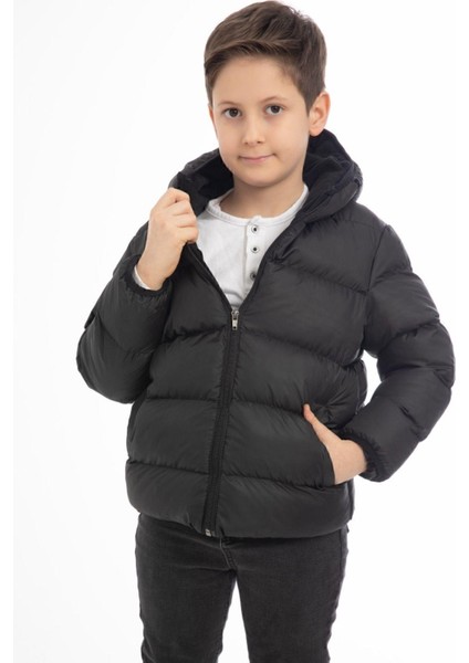 Spor Erkek Çocuk Polarlı Kapüşonlu Su Geçirmez Rüzgara Dayanıklı Cepli Mont