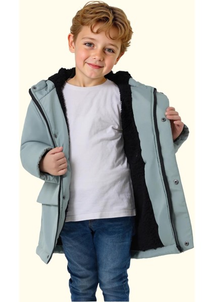 Spor Erkek Çocuk Kürklü Su Ve Rüzgar Geçirmez Kapüşonlu 3 Cep Mont & Kaban & Parka