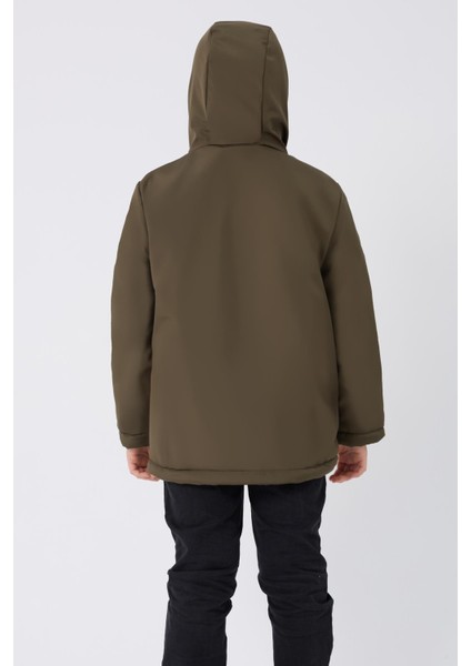 Spor Erkek Çocuk Kürklü Su Ve Rüzgar Geçirmez Kapüşonlu 3 Cep Mont & Kaban & Parka