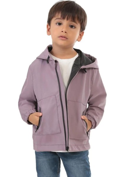 Spor Erkek Çocuk Mürdüm Içi Astarlı Su ve Rüzgar Geçirmez Kapüşonlu Çift Fermuarlı Cepli Yağmurluk indirimleri