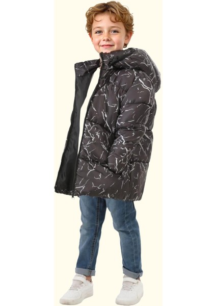 Spor Erkek Çocuk Çıkabilir Kapüşonlu Su ve Rüzgar Geçirmez Cepli Mont & Kaban & Parka