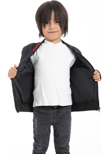 Spor Erkek Çocuk Kolej Yaka Astarlı Su Ve Rüzgar Geçirmez Fermuarlı Cep Mont Ceket