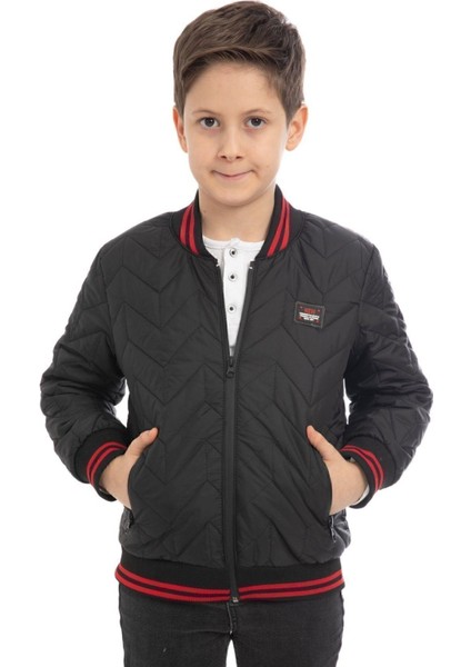 Spor Erkek Çocuk Kolej Yaka Astarlı Su ve Rüzgar Geçirmez Fermuarlı Cep Mont Ceket