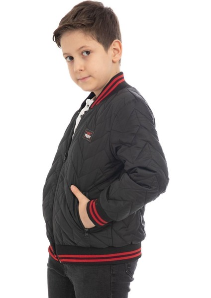 Spor Erkek Çocuk Kolej Yaka Astarlı Su ve Rüzgar Geçirmez Fermuarlı Cep Mont Ceket