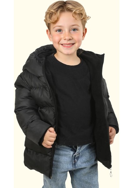 Spor Erkek Spor Çocuk Polarlı Kapüşonlu Su Geçirmez Rüzgara Mont - Kaban