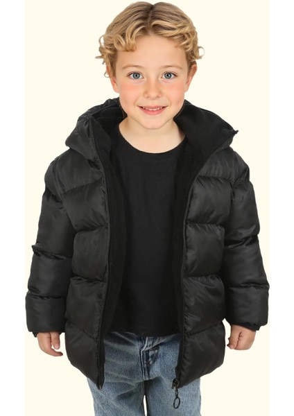 Spor Erkek Spor Çocuk Polarlı Kapüşonlu Su Geçirmez Rüzgara Mont - Kaban