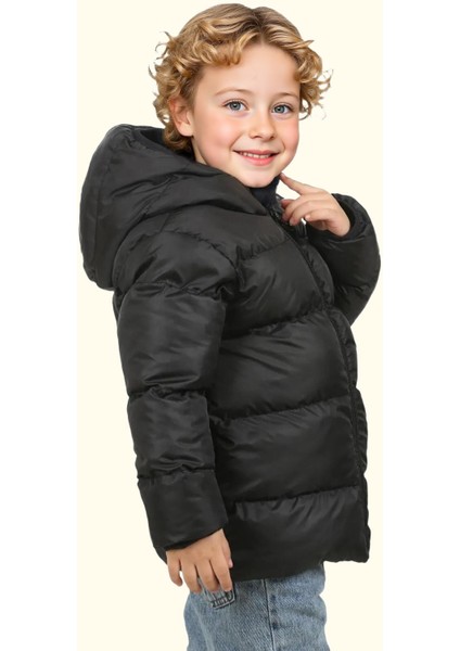 Spor Erkek Spor Çocuk Polarlı Kapüşonlu Su Geçirmez Rüzgara Mont - Kaban