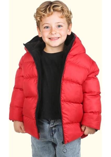 Spor Erkek Spor Çocuk Polarlı Kapüşonlu Su Geçirmez Rüzgara Mont - Kaban