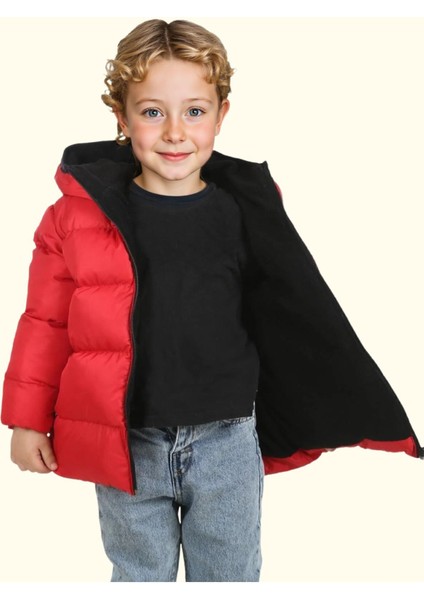 Spor Erkek Spor Çocuk Polarlı Kapüşonlu Su Geçirmez Rüzgara Mont - Kaban