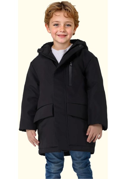 Spor Erkek Spor Çocuk Kürklü Su ve Rüzgar Geçirmez Kapüşonlu 3 Cep Mont & Kaban & Parka