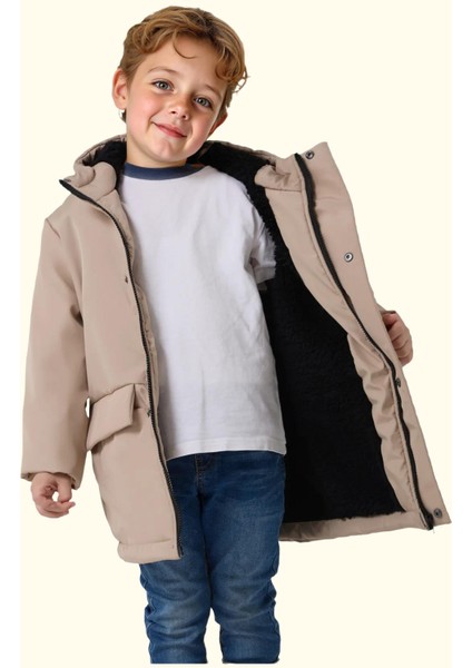 Spor Erkek Çocuk Kürklü Su Ve Rüzgar Geçirmez Kapüşonlu 3 Cep Mont & Kaban & Parka