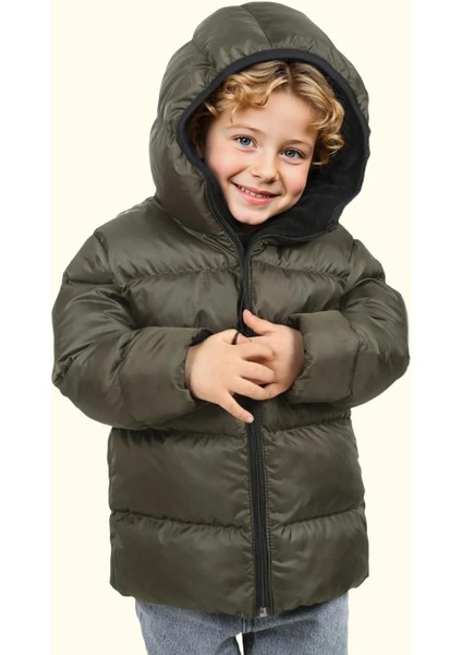 Spor Erkek Spor Çocuk Polarlı Kapüşonlu Su Geçirmez Rüzgara Mont - Kaban