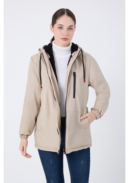 Spor Kadın Kürklü Su ve Rüzgar Geçirmez Kapüşonlu Mont & Kaban & Parka