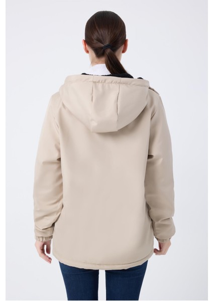 Spor Kadın Kürklü Su ve Rüzgar Geçirmez Kapüşonlu Mont & Kaban & Parka