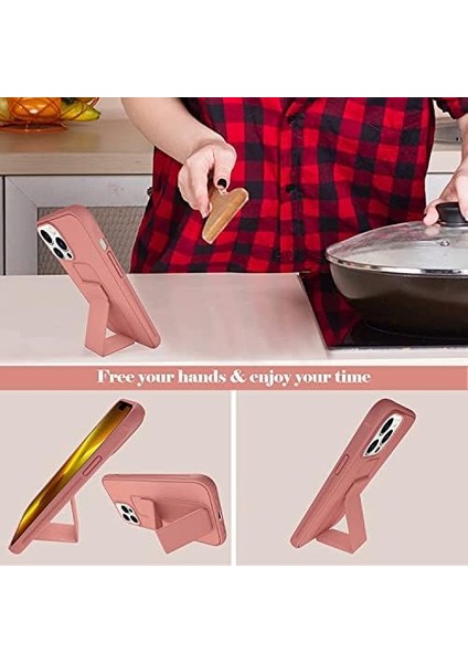 iPhone Mıknatıslı Standlı Darbe Emici Ibola iPhone 14 Pro Kılıf (Kum Pembe) modelleri